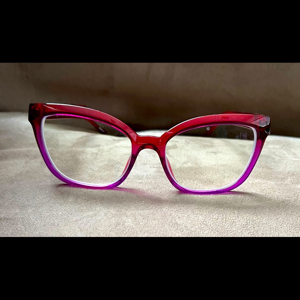 Fuschia prescription glasses. Need to change prescription.